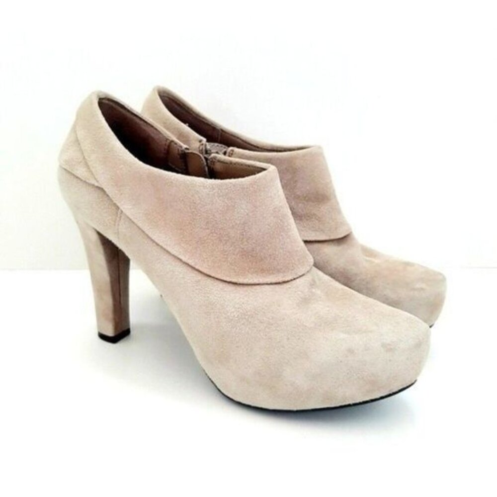 MTNY Laser Genuine Suede High Heel Shoe Bootie Sz 7.5 M